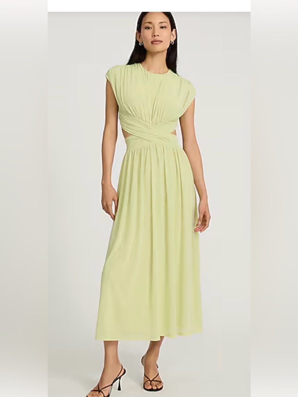 NWT Express Pleated Cutout Cap Sleeve Maxi Dress